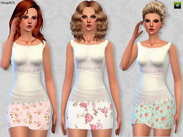 Sims 4 Cutie Flower Dress by Margeh-75