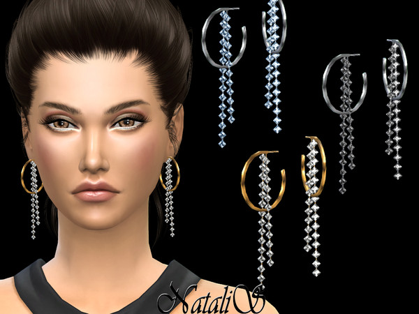 NataliS_Crystal fringe drop hoop earrings