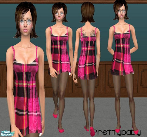 Sims 2 — Mini Dress - Pink Plaid by pretty_baby — a set of 4 mini outfits for your adult ladies,. No mesh. Enjoy