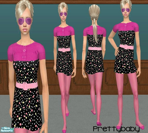Sims 2 — Mini Dress - Pink Spots by pretty_baby — a set of 4 mini outfits for your adult ladies,. No mesh. Enjoy