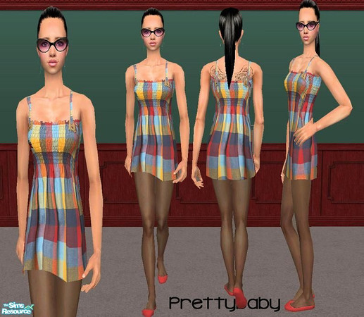 Sims 2 — Mini Dress - Plaid by pretty_baby — a set of 4 mini outfits for your adult ladies,. No mesh. Enjoy