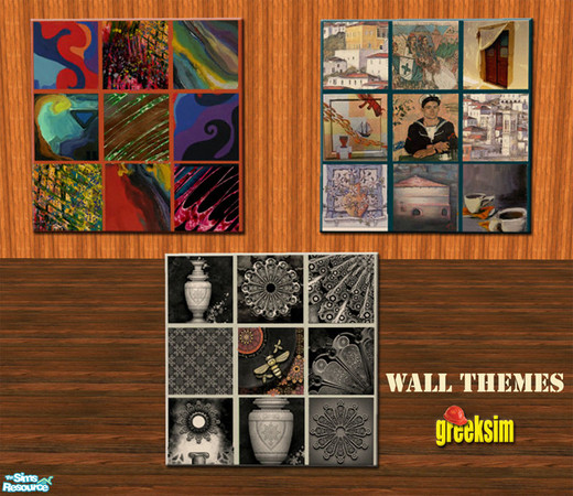 Sims 2 — grks Wall Themes by greeksim — Three painting recolorings in three different themes.