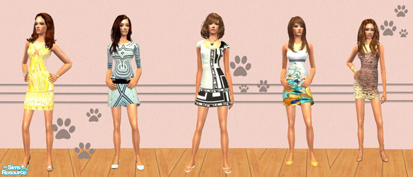Sims 2 — Spring Collection by olcia_olivinea — Enjoy the spring season with five colorful outfits:)!