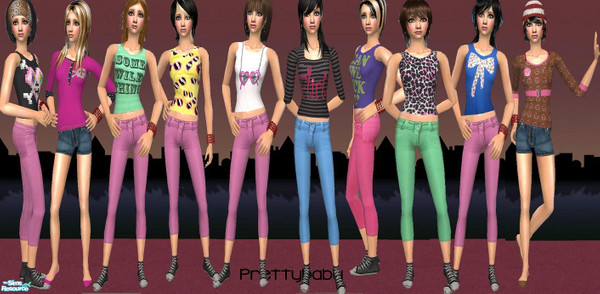 Sims 2 — Huge Set For Teenz by pretty_baby — a bunch of ten different outfits. NO mesh is needed. Enjoy!!!