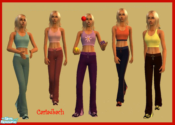 Sims 2 — Comfy Workout Collection by cariadbach — Make your visit to the gym fun when wearing these comfy sweatpants and