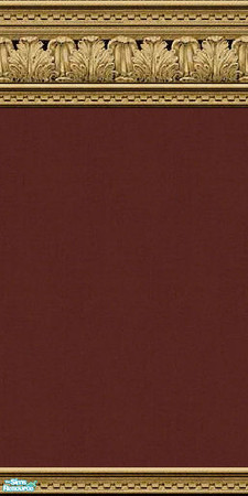Sims 2 — jsf2AcanthusDeepRed by jsf — Carved acanthus leaves and dentile moulding in wood tones hold a dark red