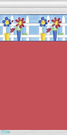 Sims 2 — Nursery Walls with Flower Border - Red by clare030182 — A lovely wall for the nursery that will work for a boy