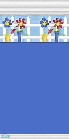 Sims 2 — Nursery Walls with Flower Border - Bold Blue by clare030182 — A lovely wall for the nursery that will work for a
