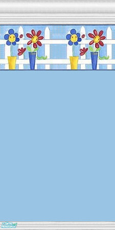 Sims 2 — Nursery Walls with Flower Border - Pale Blue by clare030182 — A lovely wall for the nursery that will work for a
