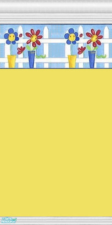 Sims 2 — Nursery Walls with Flower Border - Yellow by clare030182 — A lovely wall for the nursery that will work for a