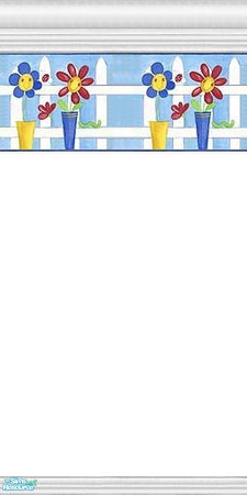 Sims 2 — Nursery Walls with Flower Border - White by clare030182 — A lovely wall for the nursery that will work for a boy