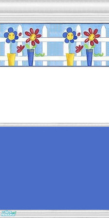 Sims 2 — Nursery Walls with Flower Border - Bold Blue Half by clare030182 — Hate too much colour? This half and half wall