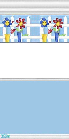 Sims 2 — Nursery Walls with Flower Border - Pale Blue Half by clare030182 — Hate too much colour? This half and half wall