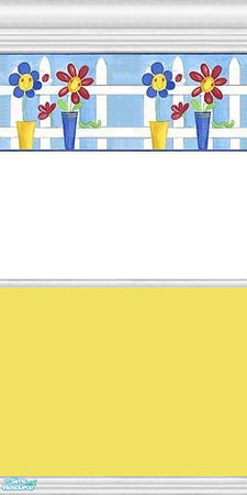 Sims 2 — Nursery Walls with Flower Border - Yellow Half by clare030182 — Hate too much colour? This half and half wall is