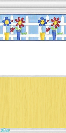 Sims 2 — Nursery Walls with Flower Border - Yellow wood half by clare030182 — Hate too much colour? This half and half