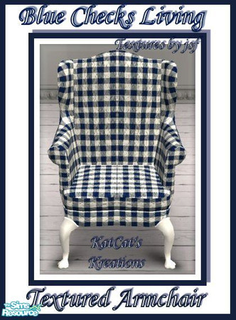 Sims 2 — Blue Checks Living - Textured Armchair by KatCat — Recolor of the Luxury King Armchair from the base game using
