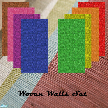Sims 2 — Woven Walls Set by Sheera — This set includes 8 walls, their type is \"tile\". Each wall cost 12. The