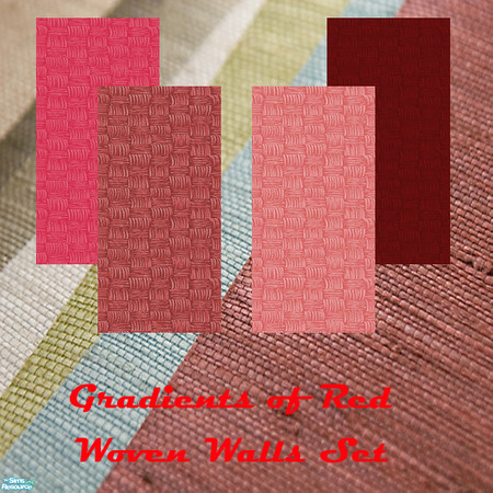 Sims 2 — Red Woven Walls Set by Sheera — This set includes 4 walls, their type is \"tile\". Each wall cost 12.