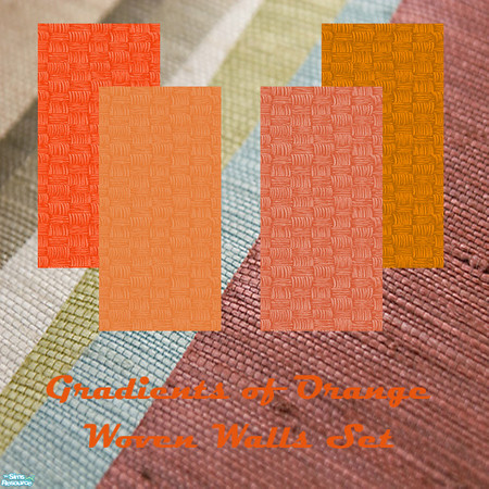 Sims 2 — Orange Woven Walls Set by Sheera — This set includes 4 walls, their type is \"tile\". Each wall cost