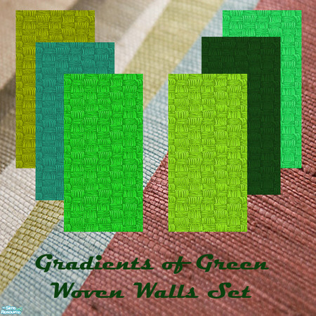 Sims 2 — Green Woven Walls Set by Sheera — This set includes 6 walls, their type is tile. Each wall cost 12. The colors
