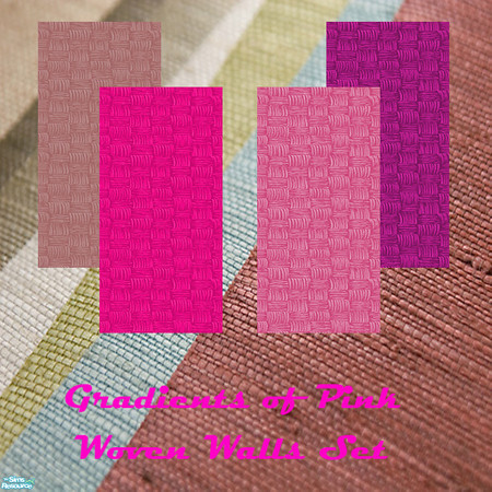 Sims 2 — Pink Woven Walls Set by Sheera — This set includes 4 walls, their type is tile. Each wall cost 12. The colors