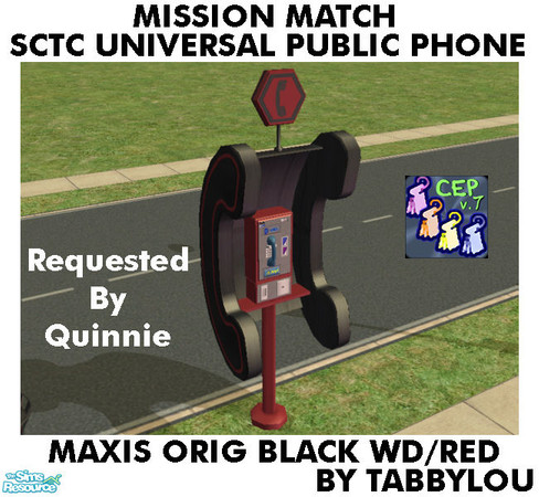 Sims 2 — TL - MM SCTCUnivPublicPhone OrigBlackRedWd by TabbyLou — Maxis Original Black Wd with Red Accents Recolor of the