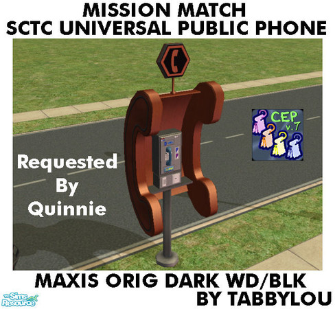 Sims 2 — TL - MM SCTCUnivPublicPhone OrigDarkBlkWd by TabbyLou — Maxis Original Dark Wd with Black Accents Recolor of the
