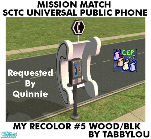 Sims 2 — TL - MM SCTCUnivPublicPhone Recolor05BlkWd by TabbyLou — My Recolor #5 Wood with Black Accents Recolor of the