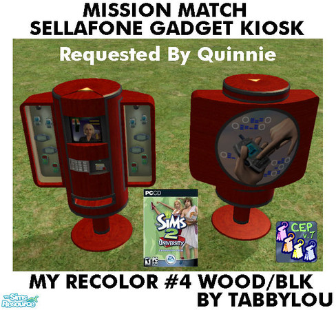 Sims 2 — TL - MM SellaphoneGadgetKiosk Recolor04BlkWd by TabbyLou — My Recolor #4 wood with Black accents Recolor of