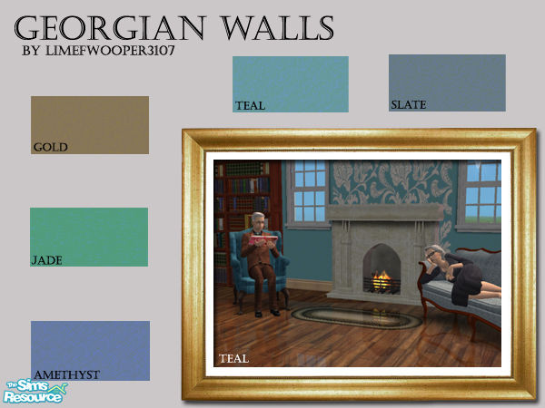 Sims 2 — Georgian Walls by Limefwooper — These accompany my Georgian Floral Walls - in the preview picture, I have