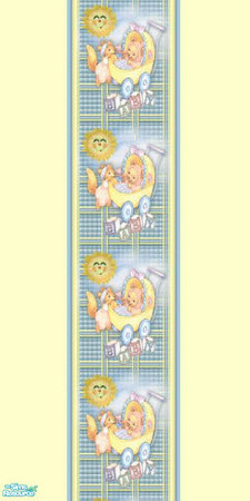 Sims 2 — cute baby 2 by skinflin — yellow pastel wall with baby runner center for the nursery.
