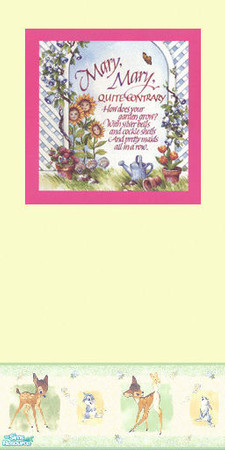 Sims 2 — nursary ryhms 2 by skinflin — pastel yellow wall with childrens nursery rhyms