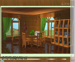 Sims 2 — Huabanzhu Diningroom03 by huabanzhu — 9 new meshes for natural wood dining room set.