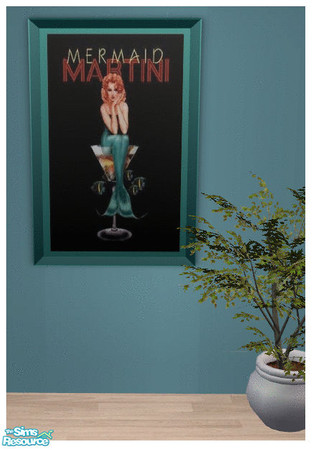 Sims 2 — Martini Wall Hangings -Mermaid Martini by wb_rumor — TSRAA--PS
