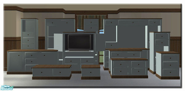 Sims 2 — Beach House Lounge Furniture REC2 by simtomatic — Recolours all lounge files in blue and cedarwood.