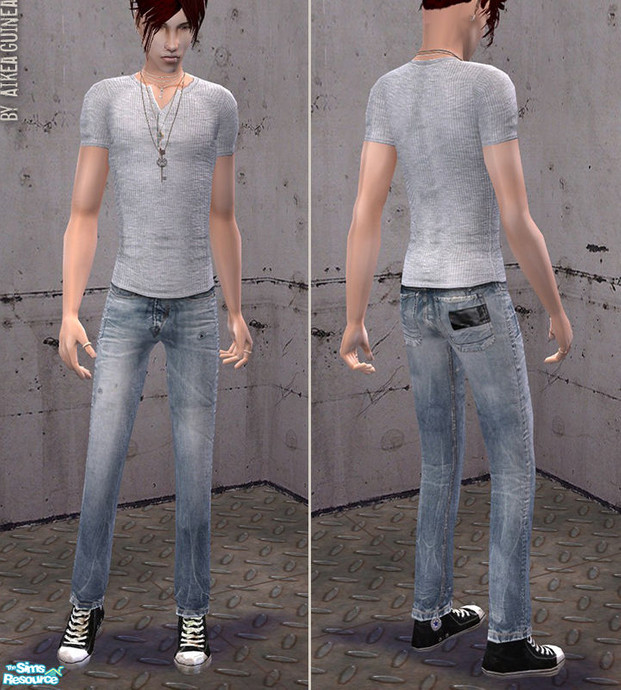 The Sims Resource - Verticals - Sneakers and Jeans for Males - White Tee
