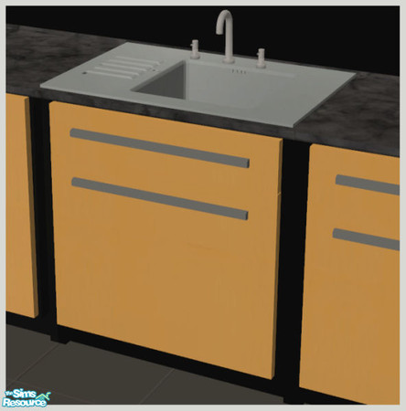 Sims 2 — Constance Kitchen - Yellow - Sink by Elize-37sims — Fully animated.