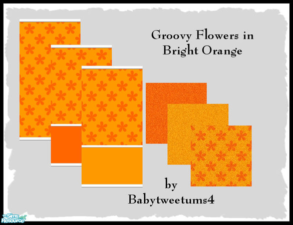 Sims 2 — Groovy Flowers in Orange by babytweetums4 — This set is done in a bright orange flower pattern. Three styles and