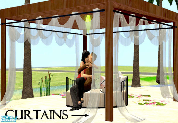 Sims 2 — Iron Outdoor: Curtains for Gazebo by kibanahnah — A mini set of 5 items to relax in the garden! Include a gazebo