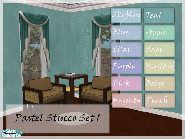 Sims 2 — Pastel Stucco Wall set 1 by TingelingAnna — A set of walls for you sims houses. The light pastel colors give the