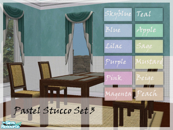 Sims 2 — Pastel Stucco Wall Set 3 by TingelingAnna — A set of walls for you sims houses. The light pastel colors give the