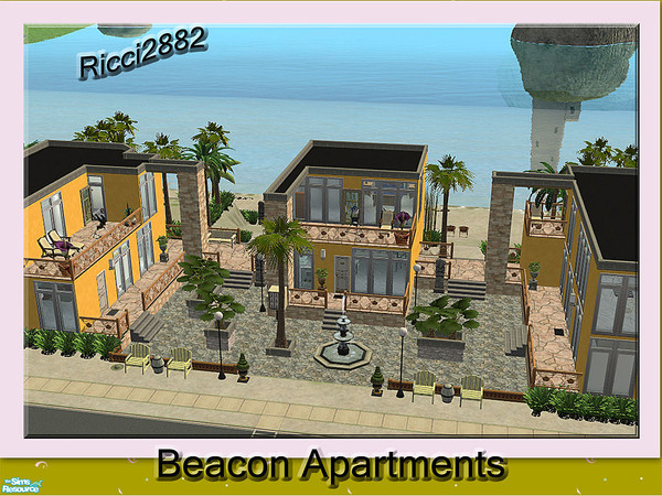 Sims 2 — Beacon Apartments by TheNumbersWoman — Three Apartments on the beach. Small but cozy these aprtments offer a
