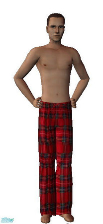 Sims 2 — Christmas Plaid - Men\'s Pj Bottoms by kollens — Plaid Pj Bottoms for your Sim Male.