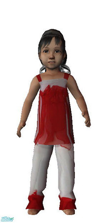 Sims 2 — Christmas Plaid - Not so Plaid by kollens — A Candy Cane ish Outfit for your Barefoot Sim Toddler Girl.