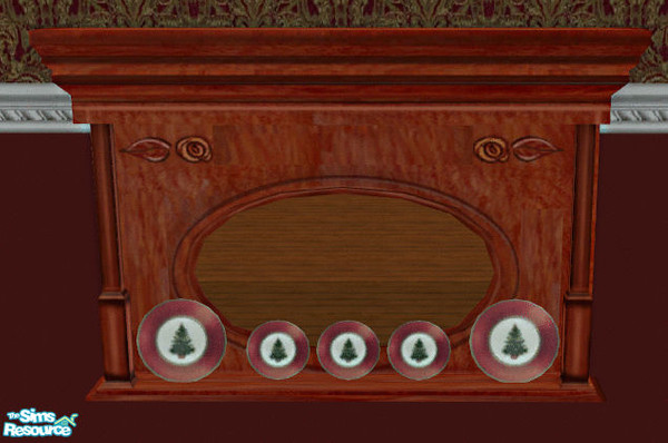 Sims 2 — Christmas Dining Room Sideboard Mirror by lisa9999 — Redwood framed mirror.