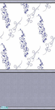 Sims 2 — Midlands TC 100 Blues Bedroom Set - Wallpaper by midland_04 — Blue and white top with blue bottom wallpaper.