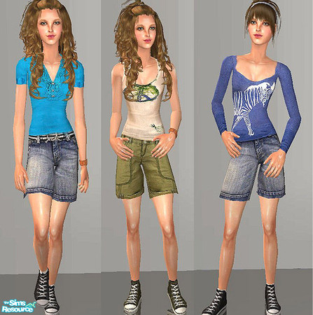 Sims 2 — OpenHouse TF Loose Bermuda Shorts Set by openhousejack — a set of three loose bermuda shorts , tees and sneakers
