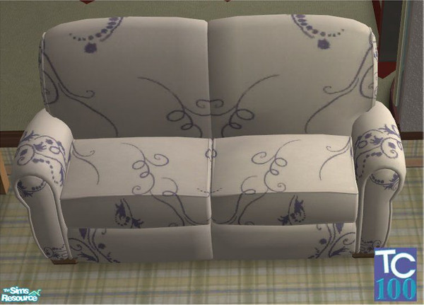 Sims 2 — Midland\'s TC100 Light Livingroom Set - Loveseat by midland_04 — Based of Club Distressed Loveseat, blue and