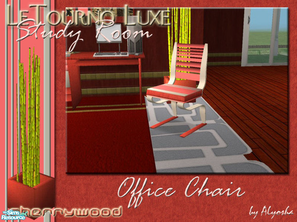 Sims 2 — LeTourno Luxe Study Room in Cherry Wood - Chair by Alyosha — Part of the Cherry Wood recolor of my LeTourno Luxe