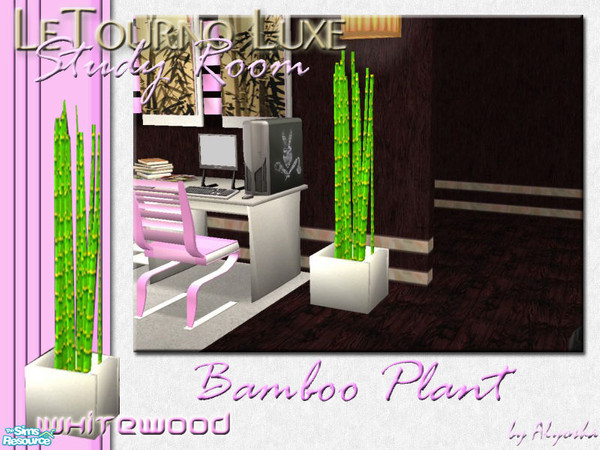 Sims 2 — LeTourno Luxe Study Room in Whitewood - Bamboo Plant by Alyosha — Part of the Whitewood recolor set of the